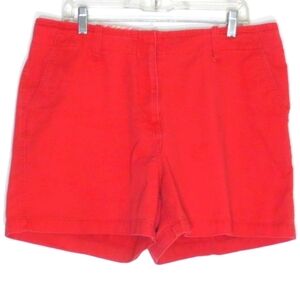 St John's Bay Shorts Red Orange High Rise 100% Cotton Denim Bermuda Plus Size 16